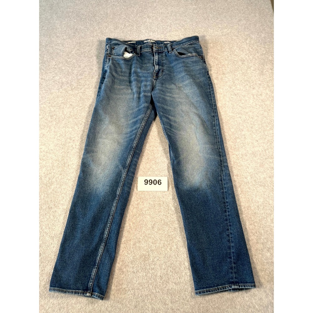 Goodfellow&Co Slim Straight Jeans Mens 34x32 Blue Denim Cotton Stretch Whiskers